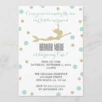 Teal and Gold Mermaid Birthday Party Invitations