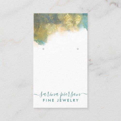 Teal And Gold Modern Art Jewelry Earring Display Business Card
