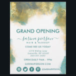 Teal And Gold Modern Art Liquid Ink Business Flyer<br><div class="desc">Teal And Gold Modern Art Liquid Watercolor Alcohol Ink Flyer. Elegant alcohol ink hand lettered style calligraphy script professional design. Perfect for makeup artists, hair stylists, cosmetologists, and more! Social media icons added for extra exposure.</div>