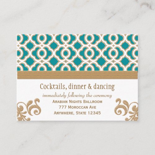 Teal and Gold Moroccan Reception Enclosure Card