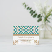 Teal and Gold Moroccan Reception Enclosure Card (Standing Front)