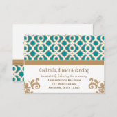 Teal and Gold Moroccan Reception Enclosure Card (Front/Back)