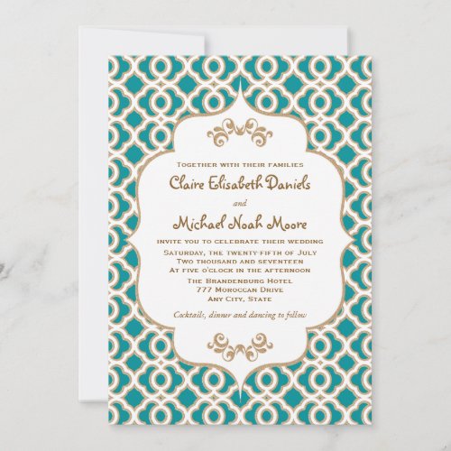 Teal and Gold Moroccan Wedding Invitations
