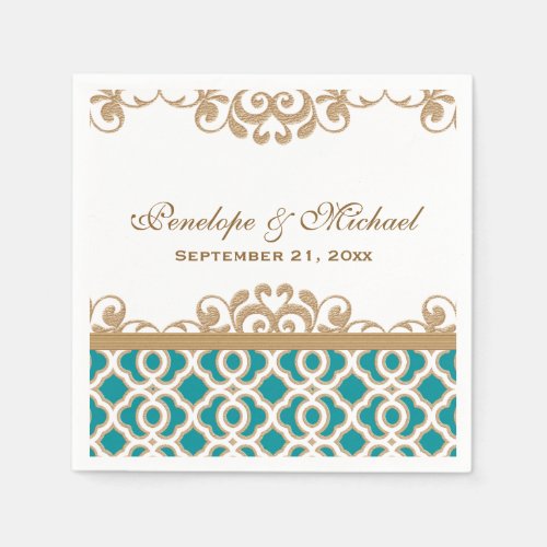 Teal and Gold Moroccan Wedding Napkins