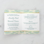 Teal and Gold Paisley Traditional Indian Wedding Invitation (Inside)