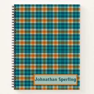 Teal and Gold Plaid Notebook