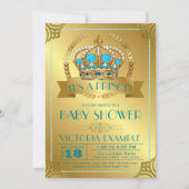 Teal and Gold Prince Baby Shower Invitations (Front)