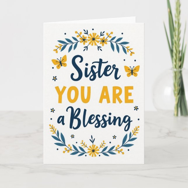 Teal And Gold Sister Card (Front)