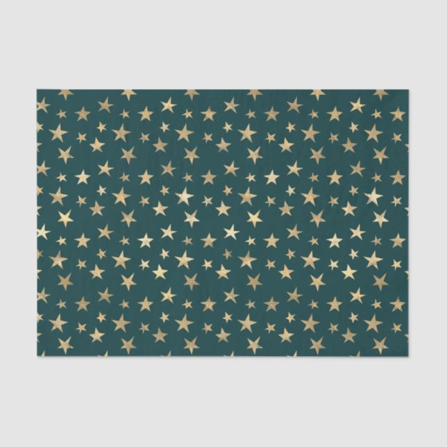 Teal and Gold Stars Tissue Paper (Front)