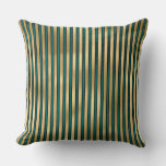 Teal And Gold Striped And Floral Pillow at Zazzle
