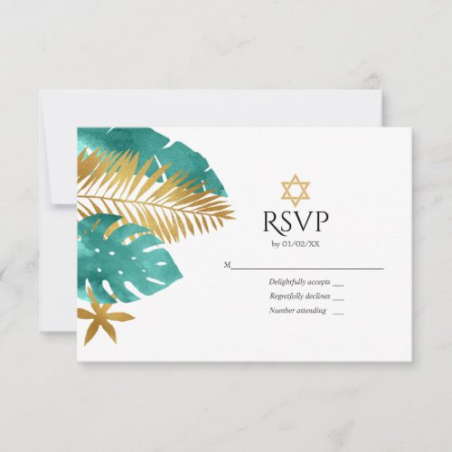 Teal and Gold Tropical Bat Mitzvah