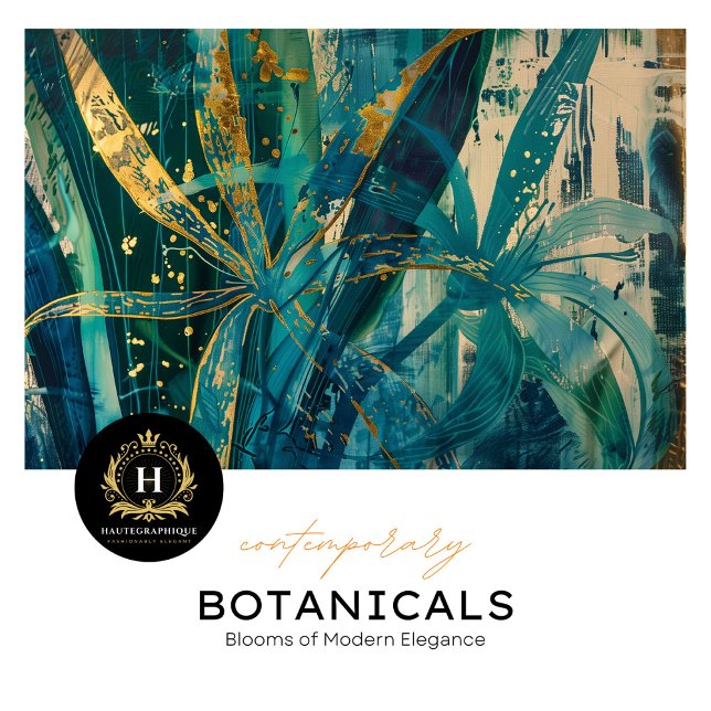 Teal and Gold Tropical Botanical Decoupage Tissue Paper (Creator Uploaded)