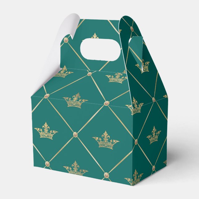 Teal and Gold Vintage Princess Favor Boxes (Front Side)