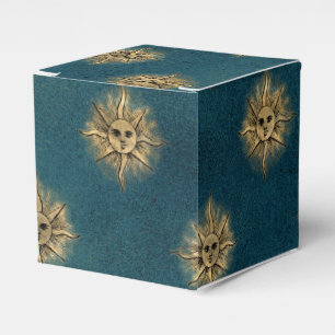Teal and Gold Vintage Sun Favor Boxes