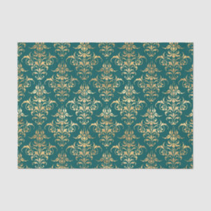 Teal and Gold Vintage Tissue Paper