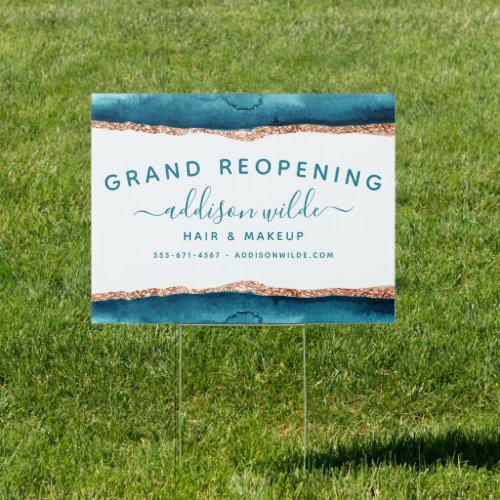 Custom Banners And Signs 13 Teal And Gold Watercolor Business Sign