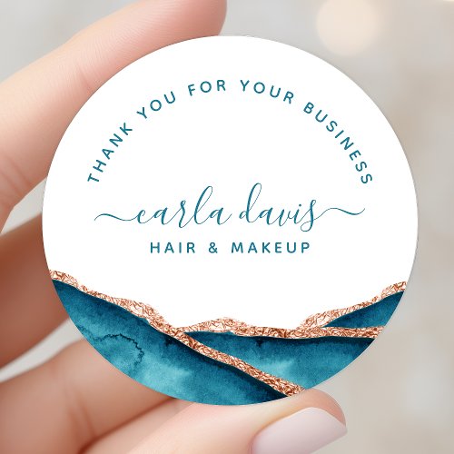 Teal And Gold Watercolor Classic Round Sticker