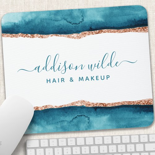 Teal And Gold Watercolor Salon Mouse Pad