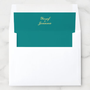 Teal and Gold Wedding Couple Envelope Liner