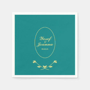 Teal and Gold Wedding Napkins