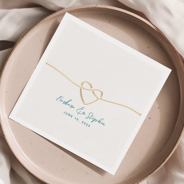 Teal and Gold Wedding Napkins (Creator Uploaded)