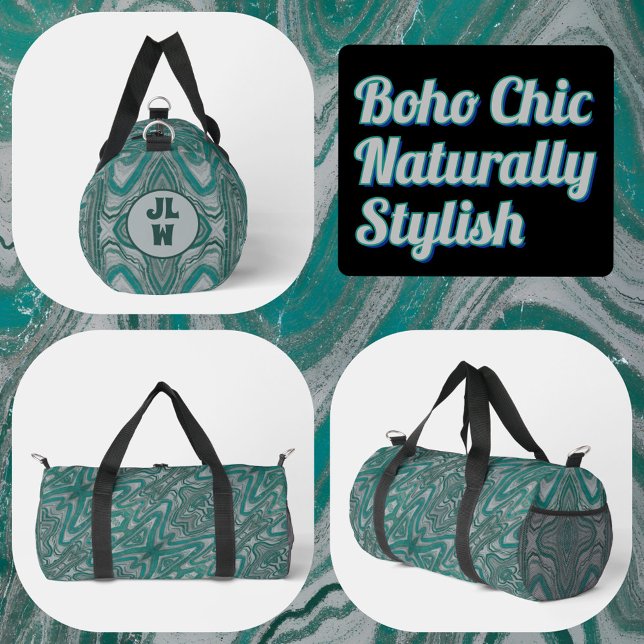 Teal and Gray Boho Chic Abstract Duffle Bag (Creator Uploaded)