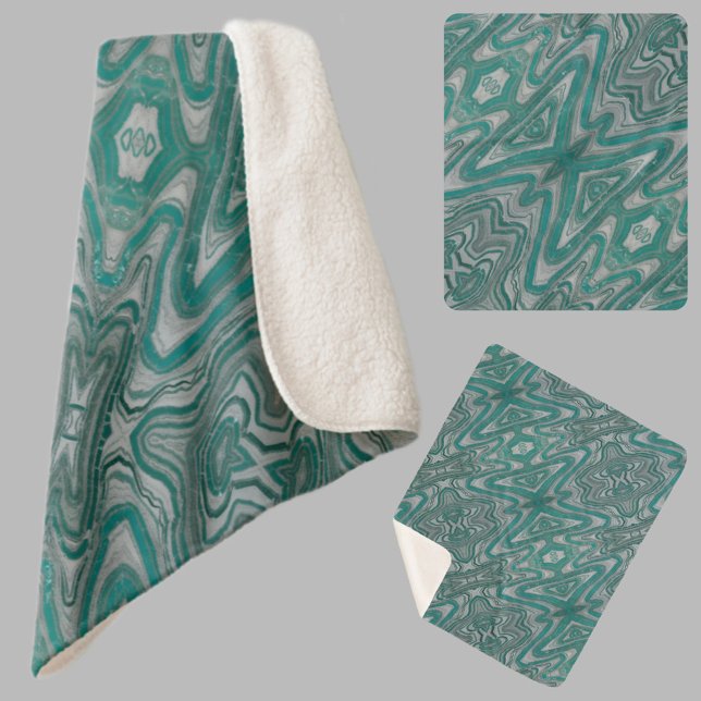 Teal and Gray Boho Chic Earthy Abstract Pattern Sherpa Blanket (Creator Uploaded)