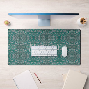 Teal and Gray Boho Chic Earthy Sandstone Waves Desk Mat