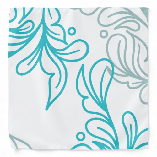 Teal and Gray Boho Leaf Design Bandana