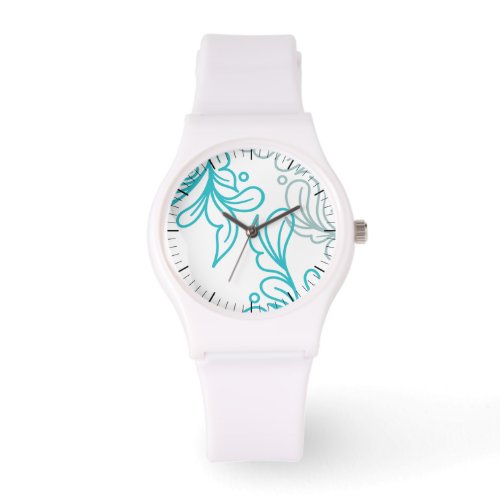 Teal and Gray Boho Leaf Design Watch