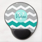 Teal and Gray Chevron Custom Name