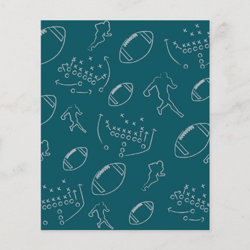 Teal and Gray Football Pattern Scrapbook Paper