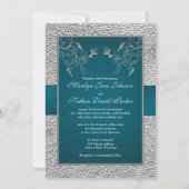 Teal and Gray Joined Hearts Wedding Invite (Back)