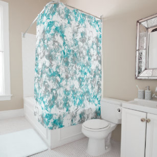 Teal And Gray Shower Curtains