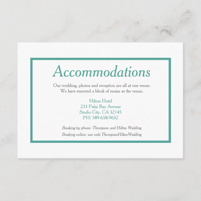 Teal and Gray Minimalist Wedding Enclosure Card Zazzle