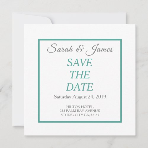 Teal and Gray Minimalist Wedding Save The Date