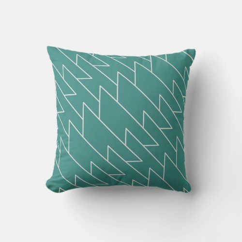 Teal and Gray Modern Geometric Pattern Throw Pillow