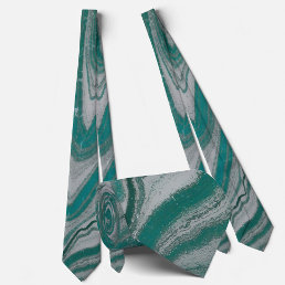 Teal and Gray Stone Natural Abstract Neck Tie