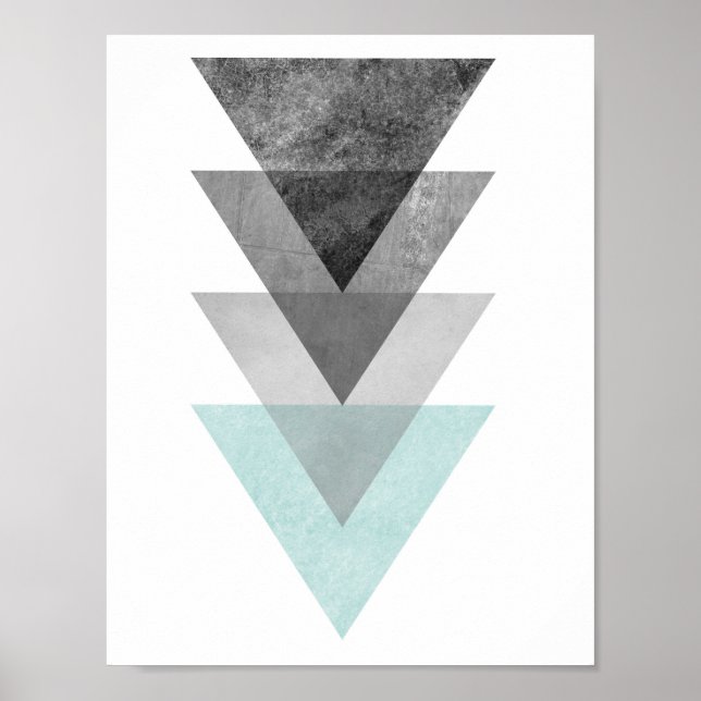 Teal and Gray Triangle Geometric Print (Front)
