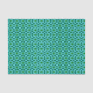 Teal And Green Abstract Floral Pattern Tissue Paper