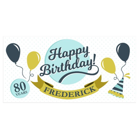 Teal and Green Balloons Birthday Banner Party  (Front)