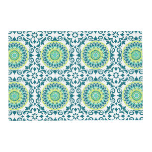 Teal and Green Boho Pattern Laminated Placemat