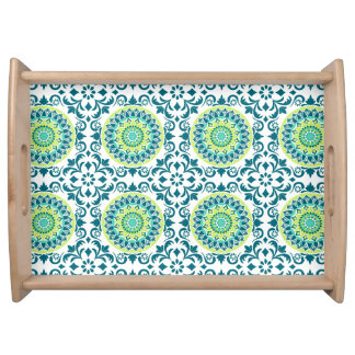 Teal and Green Boho Pattern Serving Tray