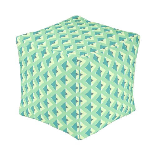 Teal and Green Diamond Geometric Pattern Pouf