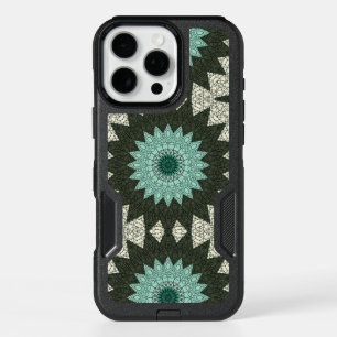 Teal and Green Geometric Mandala Pattern iPhone 16 Pro Max Case