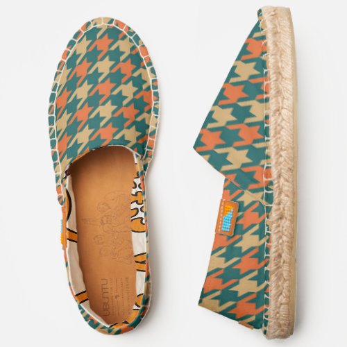 Teal And Green Houndstooth Espadrilles