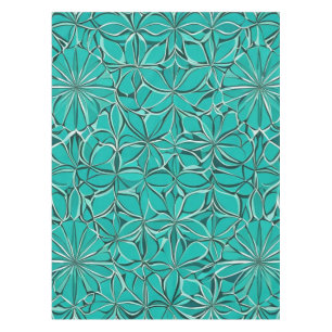 Teal and Green Leaves Tablecloth