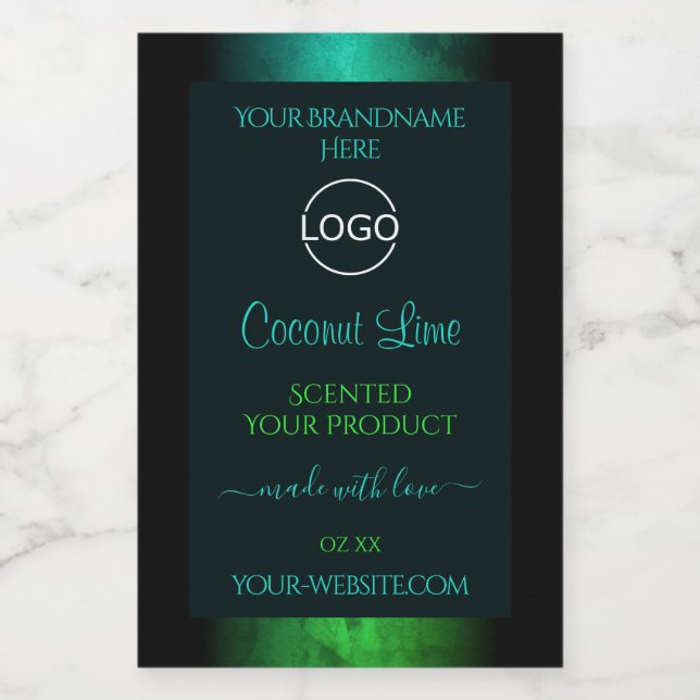 Teal and Green Marble Elegant Product Labels Logo (Single Label)