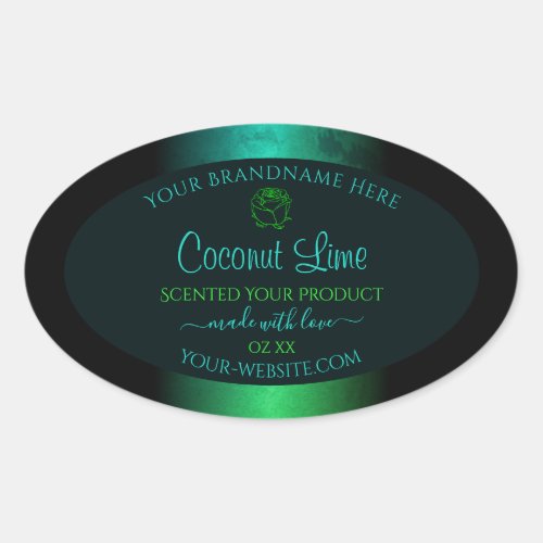 Teal and Green Marble Floral Modern Product Labels
