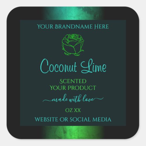Teal and Green Marble Floral Modern Product Labels